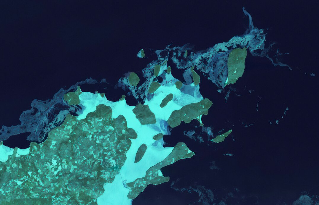 Glowing network map of the earth at night showing connections
